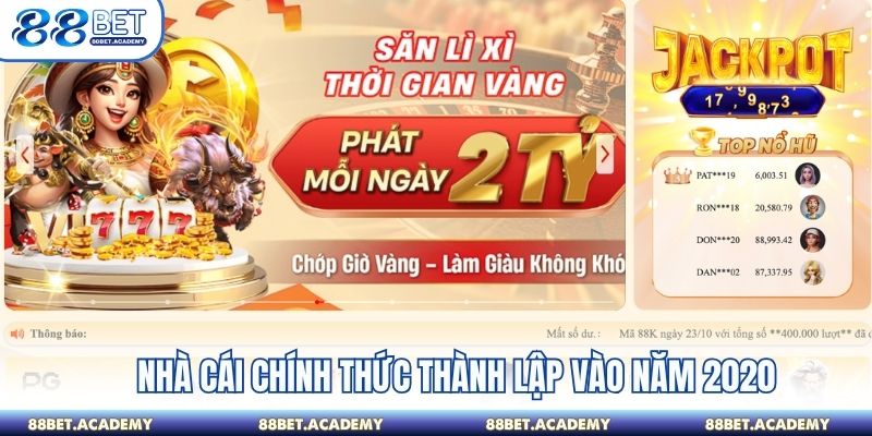 Nhà cái chính thức thành lập vào năm 2020